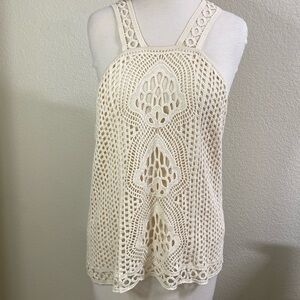 Ultra Pink crochet cream‎ NWT top Medium